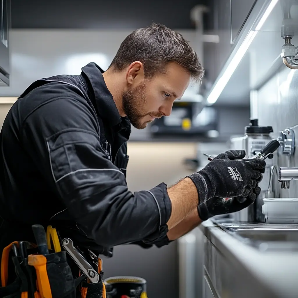 Professional plumber working on Fresh Water Repipe.