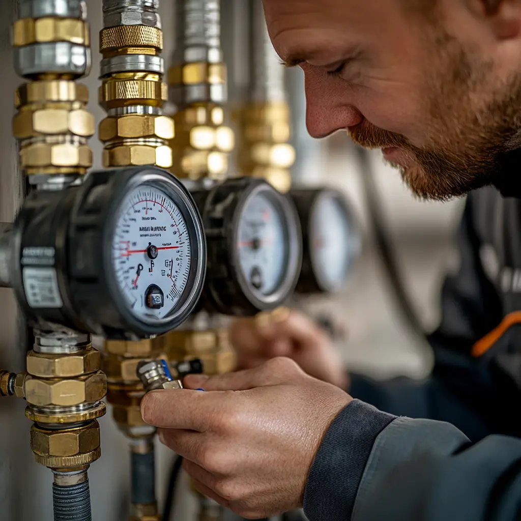 Professional plumber working on Gas Line Replacement.