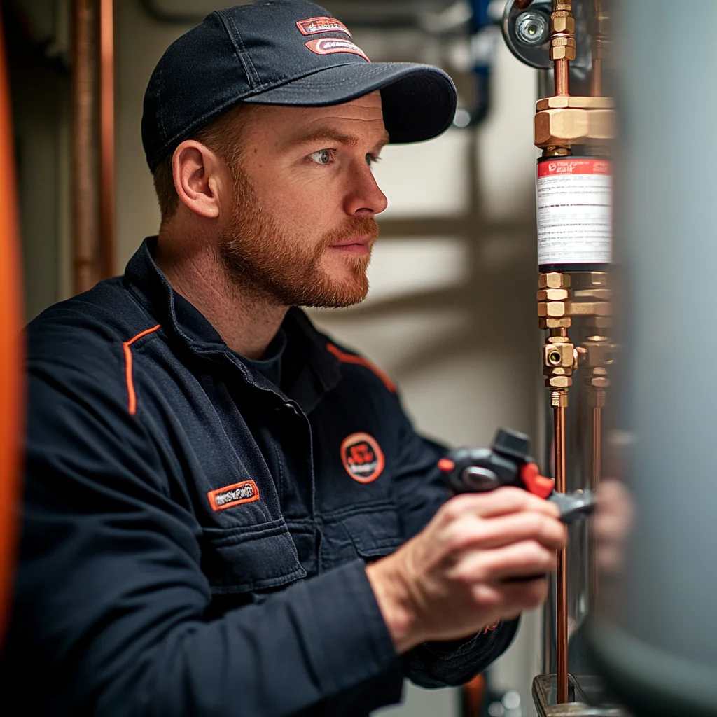 Professional plumber working on Water Heater Repair.